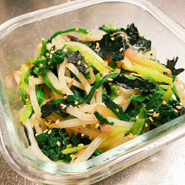 モリモリ食べられる!ほうれん草ともやしの海苔ナムル